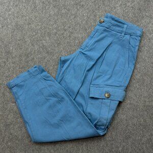 Amadi Anthropologie Pleated Tapered Leg Cargo Pants Women's Size Small Blue NWT